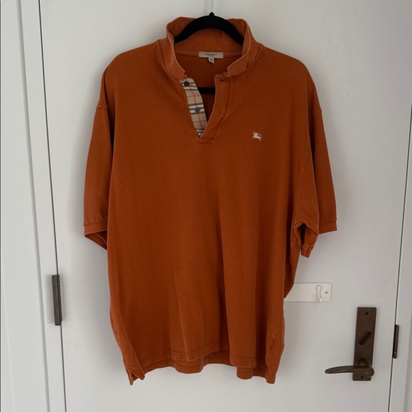 Burberry London Rust Polo Shirt w/ Iconic Logo and Check. Made in Great Britain - Picture 1 of 10
